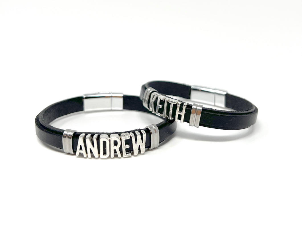 Personalized leather bracelet for men