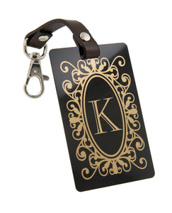 Deluxe luggage tag - Gold Ornate Personalized Initial