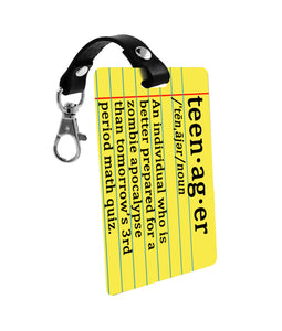 Deluxe luggage tag UNIQUE yellow pad design with genuine leather strap.