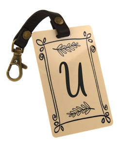 Deluxe luggage tag - Rustic Design Personalized Initial